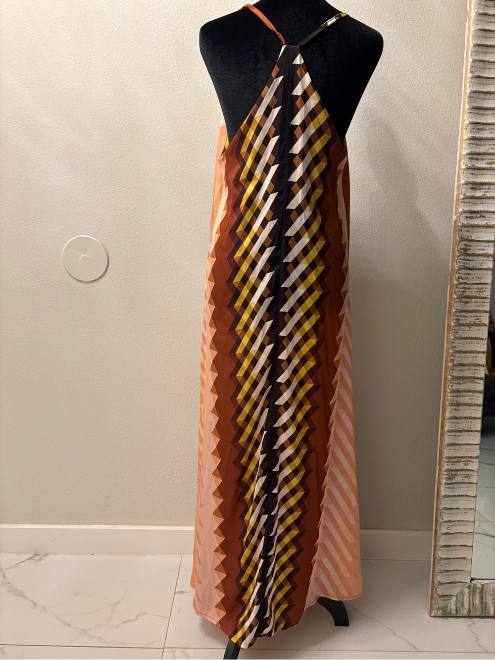 Venti6 Orange Geometric Maxi Slip Dress Size S - Picture 6 of 9